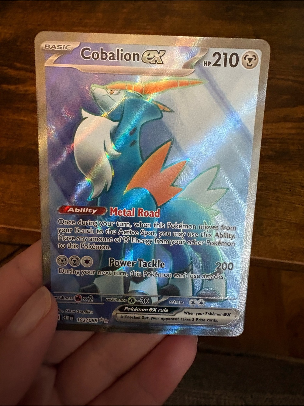 Cobalion Ex  Ultra Rare Full Art Pokemon Holo Trading Card